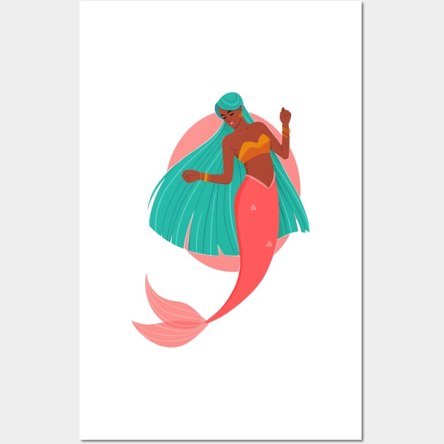 Indian Mermaid Wall Art by Twkirky